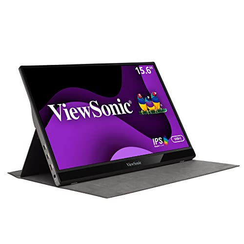 Viewsonic VG1655 47 cm (16 Zoll) Portabler Monitor (Full-HD, IPS-Panel, mini-HDMI, 2x USB-C, Lautsprecher, 4 Jahre Austauschservice) Silber-Schwarz