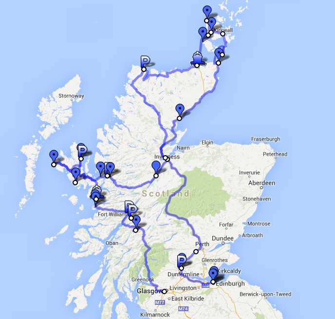 Scotland Round Trip – die geplante Tour
